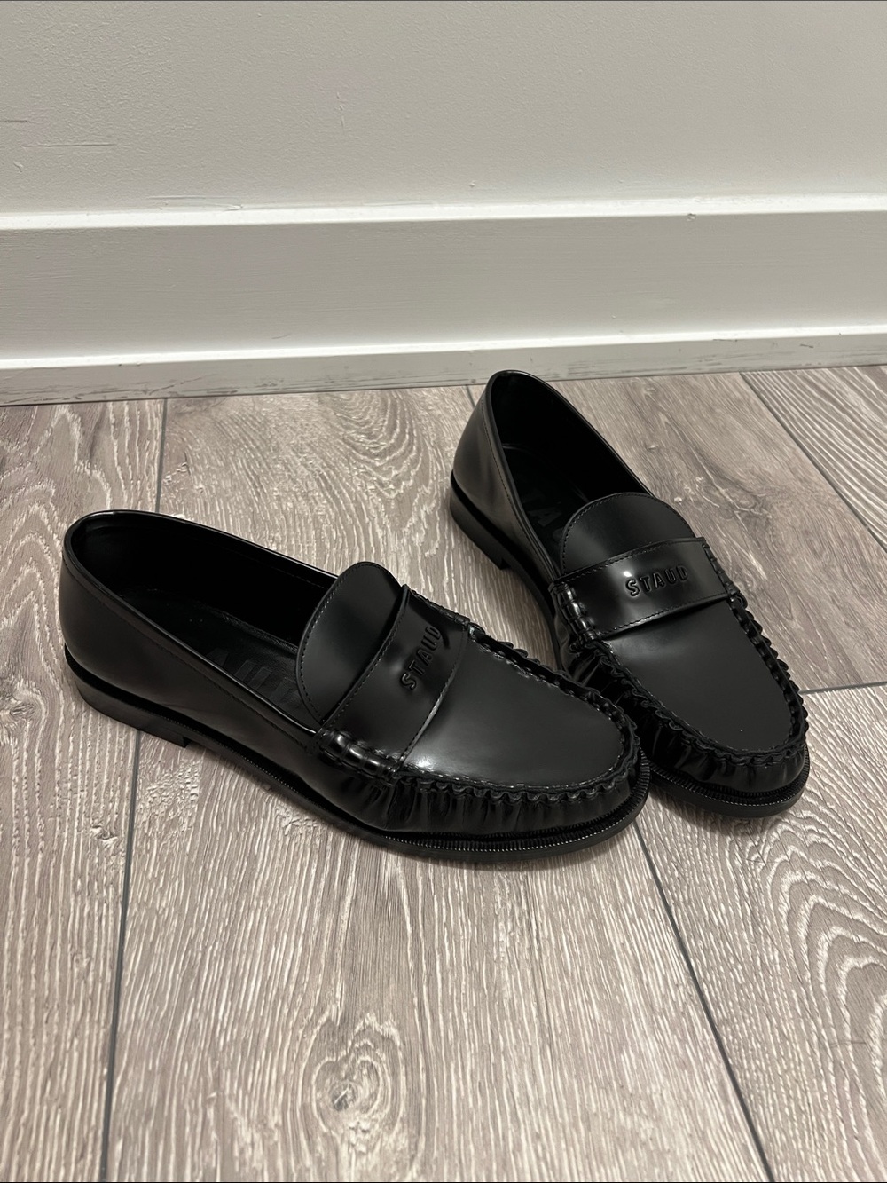 Staud Black Loulou Loafers